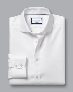 Business Casual Shirts|Dress Shirts<Charles Tyrwhitt Spread Collar Non-Iron Clifton Weave Shirt - White