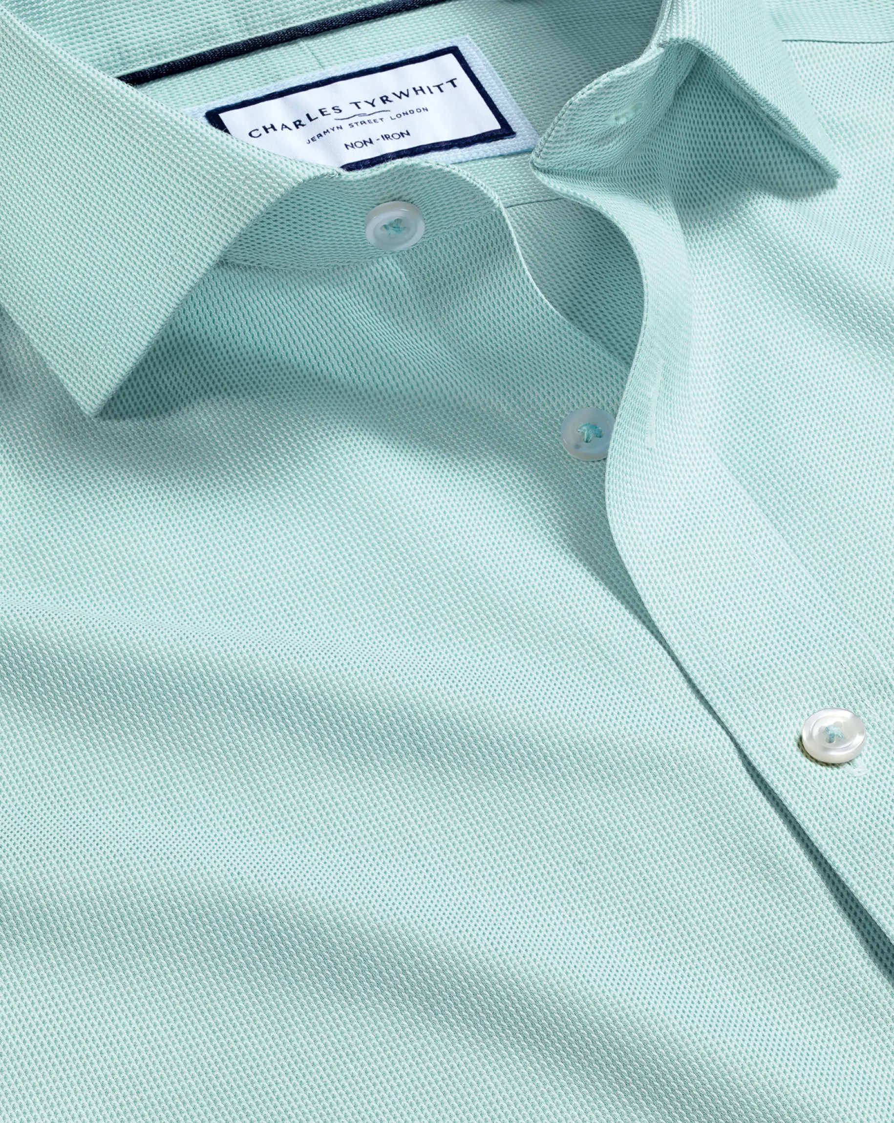 Shirt Sale|Dress Shirts<Charles Tyrwhitt Spread Collar Non-Iron Clifton Weave Shirt - Green Aqua