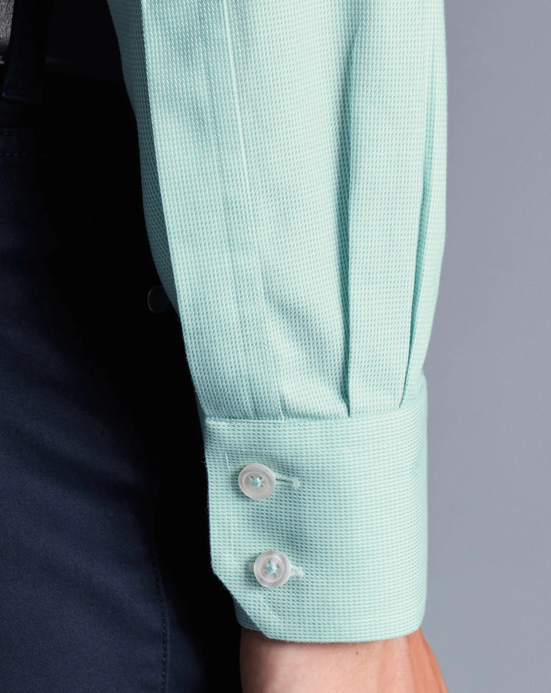 Shirt Sale|Dress Shirts<Charles Tyrwhitt Spread Collar Non-Iron Clifton Weave Shirt - Green Aqua