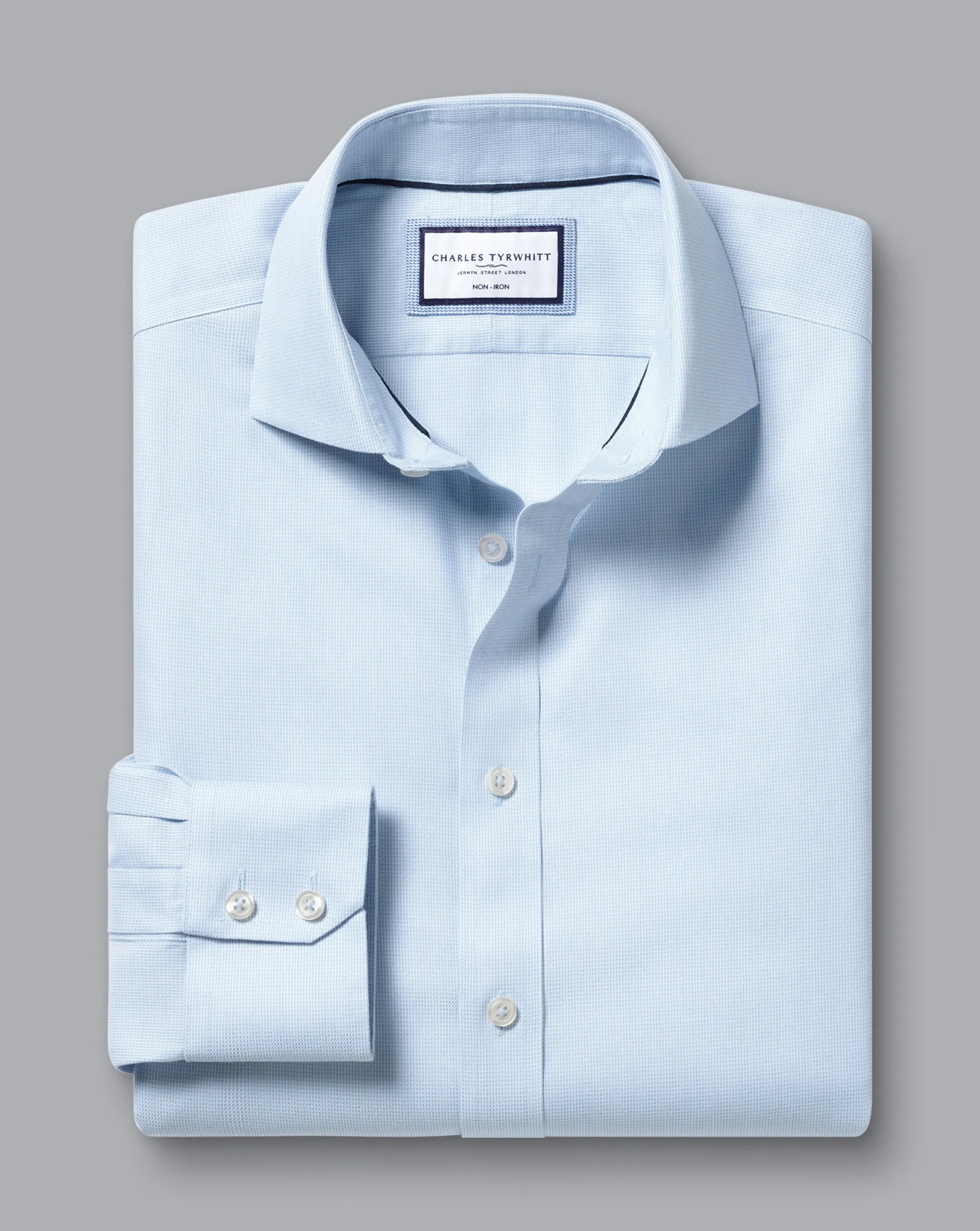 Shirt Sale|Dress Shirts<Charles Tyrwhitt Spread Collar Non-Iron Clifton Weave Shirt - Light Blue