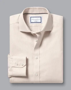 Shirt Sale|Dress Shirts<Charles Tyrwhitt Spread Collar Non-Iron Clifton Weave Shirt - Oatmeal