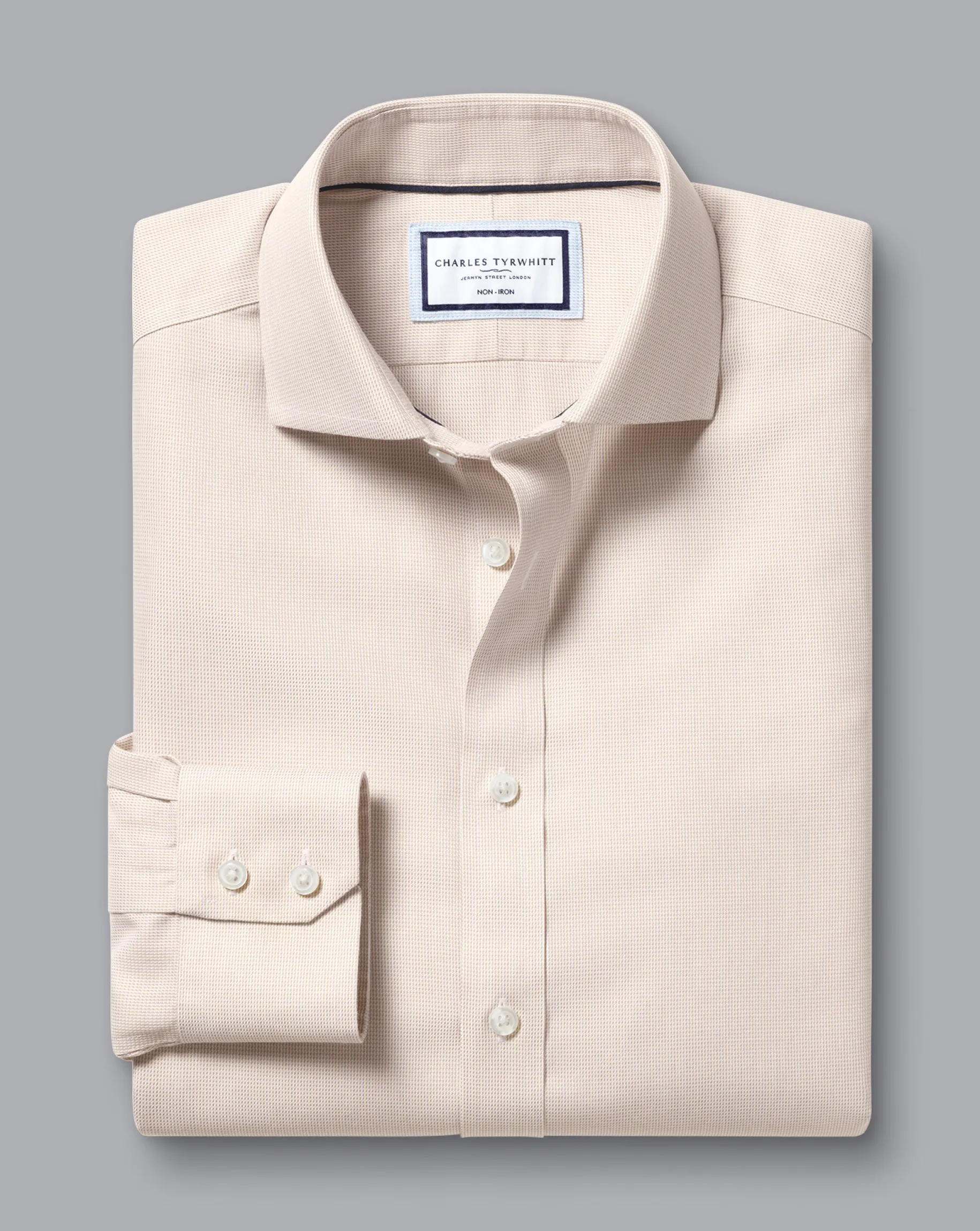 Shirt Sale|Dress Shirts<Charles Tyrwhitt Spread Collar Non-Iron Clifton Weave Shirt - Oatmeal