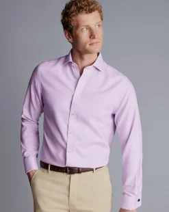 Shirt Sale|Dress Shirts<Charles Tyrwhitt Spread Collar Non-Iron Clifton Weave Shirt - Purple Lilac