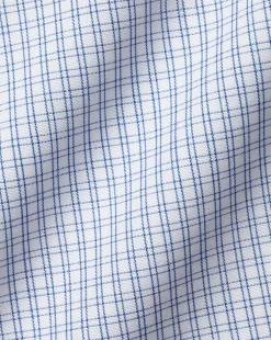 Dress Shirts|XL<Charles Tyrwhitt Spread Collar Non-Iron Double Check Shirt - Cobalt Blue