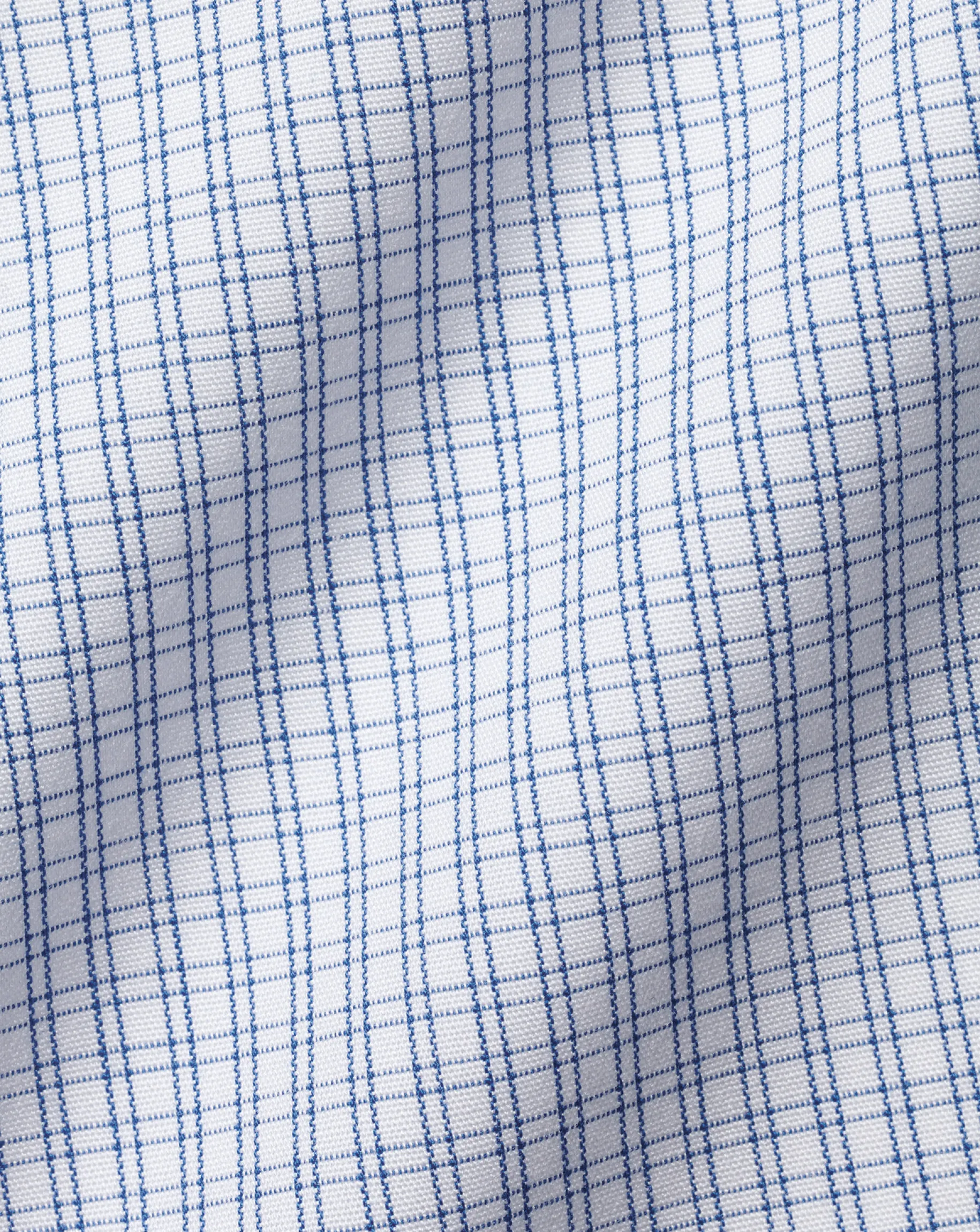 Dress Shirts|XL<Charles Tyrwhitt Spread Collar Non-Iron Double Check Shirt - Cobalt Blue