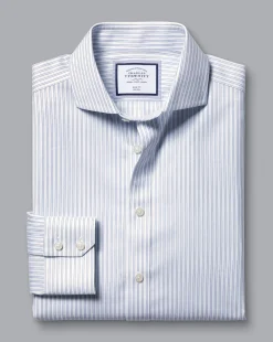 Dress Shirts|S<Charles Tyrwhitt Spread Collar Non-Iron Double Stripe Shirt - Blue Royal