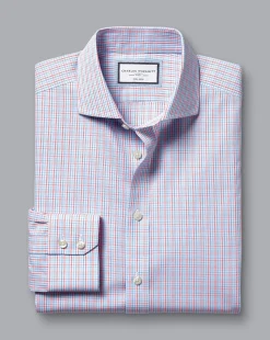Shirt Sale|Dress Shirts<Charles Tyrwhitt Spread Collar Non-Iron Fine Line Check Shirt - Red