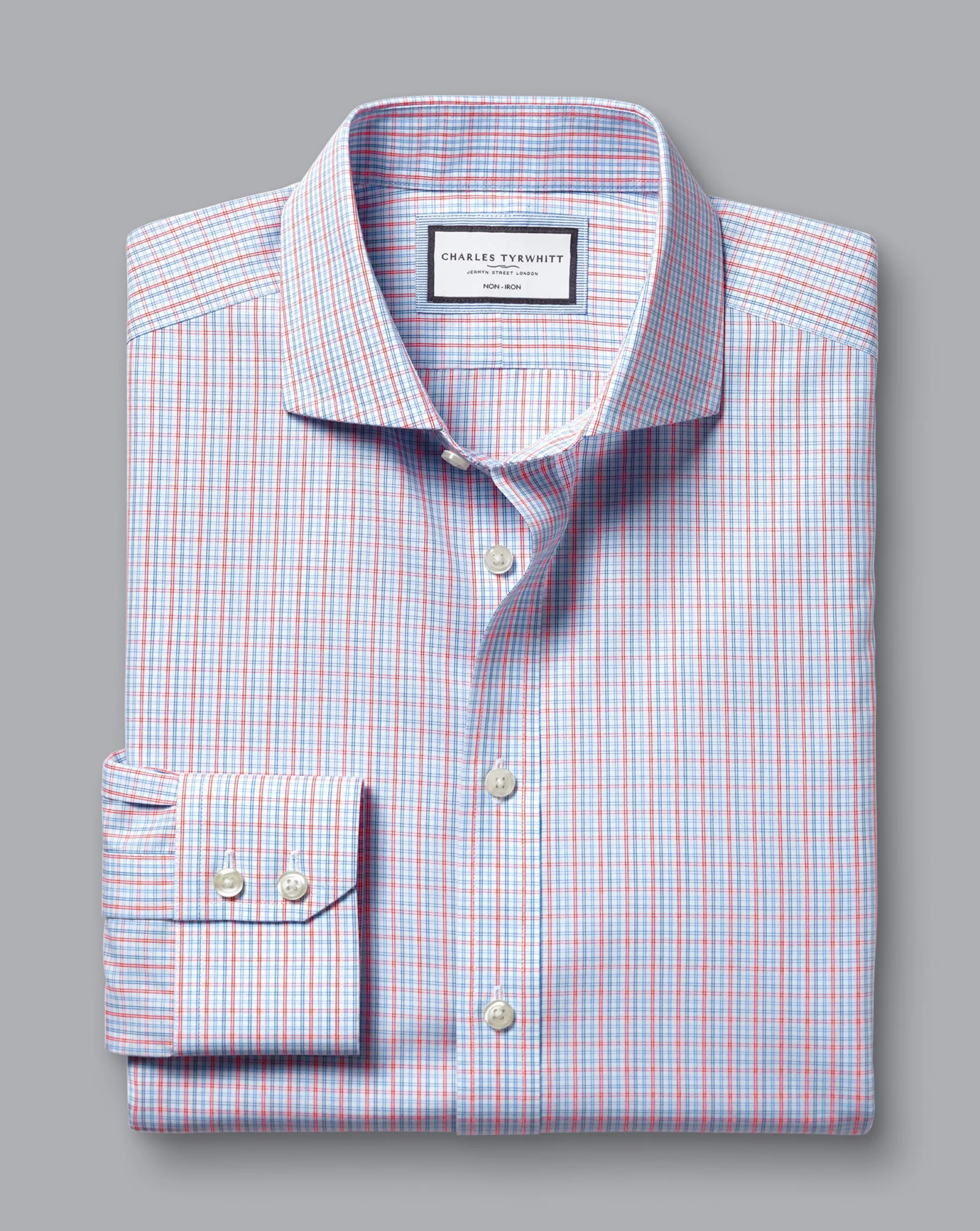 Shirt Sale|Dress Shirts<Charles Tyrwhitt Spread Collar Non-Iron Fine Line Check Shirt - Red