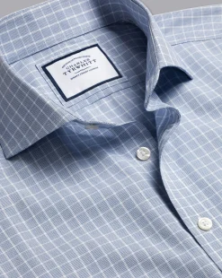 Shirt Sale|Dress Shirts<Charles Tyrwhitt Spread Collar Non-Iron Fine Check Shirt - Petrol Blue