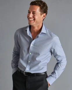 Shirt Sale|Dress Shirts<Charles Tyrwhitt Spread Collar Non-Iron Fine Check Shirt - Petrol Blue