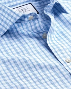 Shirt Sale|Dress Shirts<Charles Tyrwhitt Spread Collar Non-Iron Graph Check Cutaway Shirt - Blue Royal