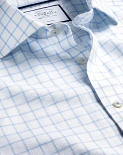 Shirt Sale|Dress Shirts<Charles Tyrwhitt Spread Collar Non-Iron Henley Weave Shirt - Cornflower Blue