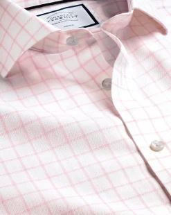 Shirt Sale|Dress Shirts<Charles Tyrwhitt Spread Collar Non-Iron Henley Weave Check Shirt - Light Pink