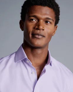 Shirt Sale|Dress Shirts<Charles Tyrwhitt Spread Collar Non-Iron Henley Weave Shirt - Purple Lilac