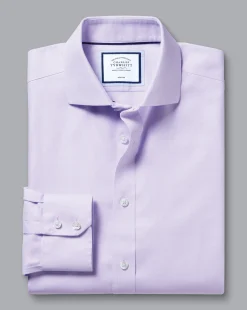 Shirt Sale|Dress Shirts<Charles Tyrwhitt Spread Collar Non-Iron Henley Weave Shirt - Purple Lilac