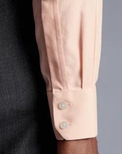 Shirt Sale|Dress Shirts<Charles Tyrwhitt Spread Collar Non-Iron Henley Weave Shirt - Peach