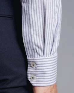Shirt Sale|Dress Shirts<Charles Tyrwhitt Spread Collar Non-Iron Henley Weave Stripe Shirt - Blue Royal