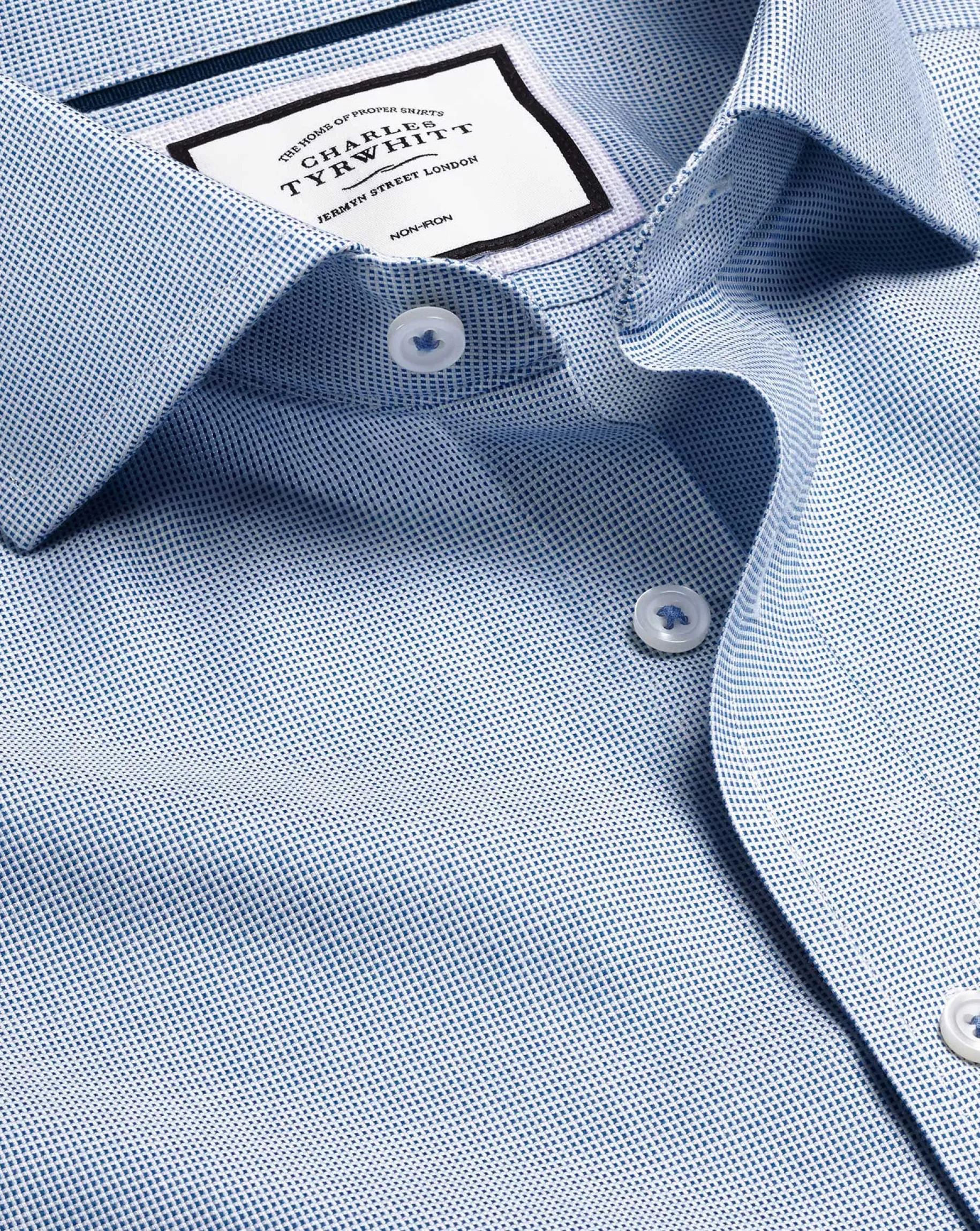 Shirt Sale|Dress Shirts<Charles Tyrwhitt Spread Collar Non-Iron Ludgate Weave Shirt - Blue