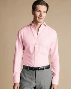 Business Casual Shirts|Dress Shirts<Charles Tyrwhitt Spread Collar Non-Iron Mayfair Weave Shirt - Pink