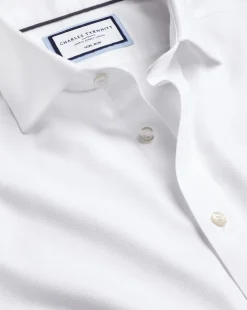 Business Casual Shirts|Dress Shirts<Charles Tyrwhitt Spread Collar Non-Iron Mayfair Weave Shirt - White