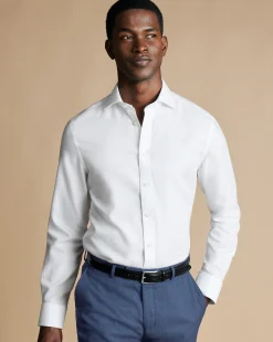 Business Casual Shirts|Dress Shirts<Charles Tyrwhitt Spread Collar Non-Iron Mayfair Weave Shirt - White