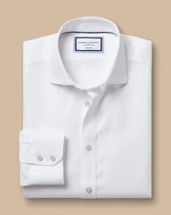 Business Casual Shirts|Dress Shirts<Charles Tyrwhitt Spread Collar Non-Iron Mayfair Weave Shirt - White