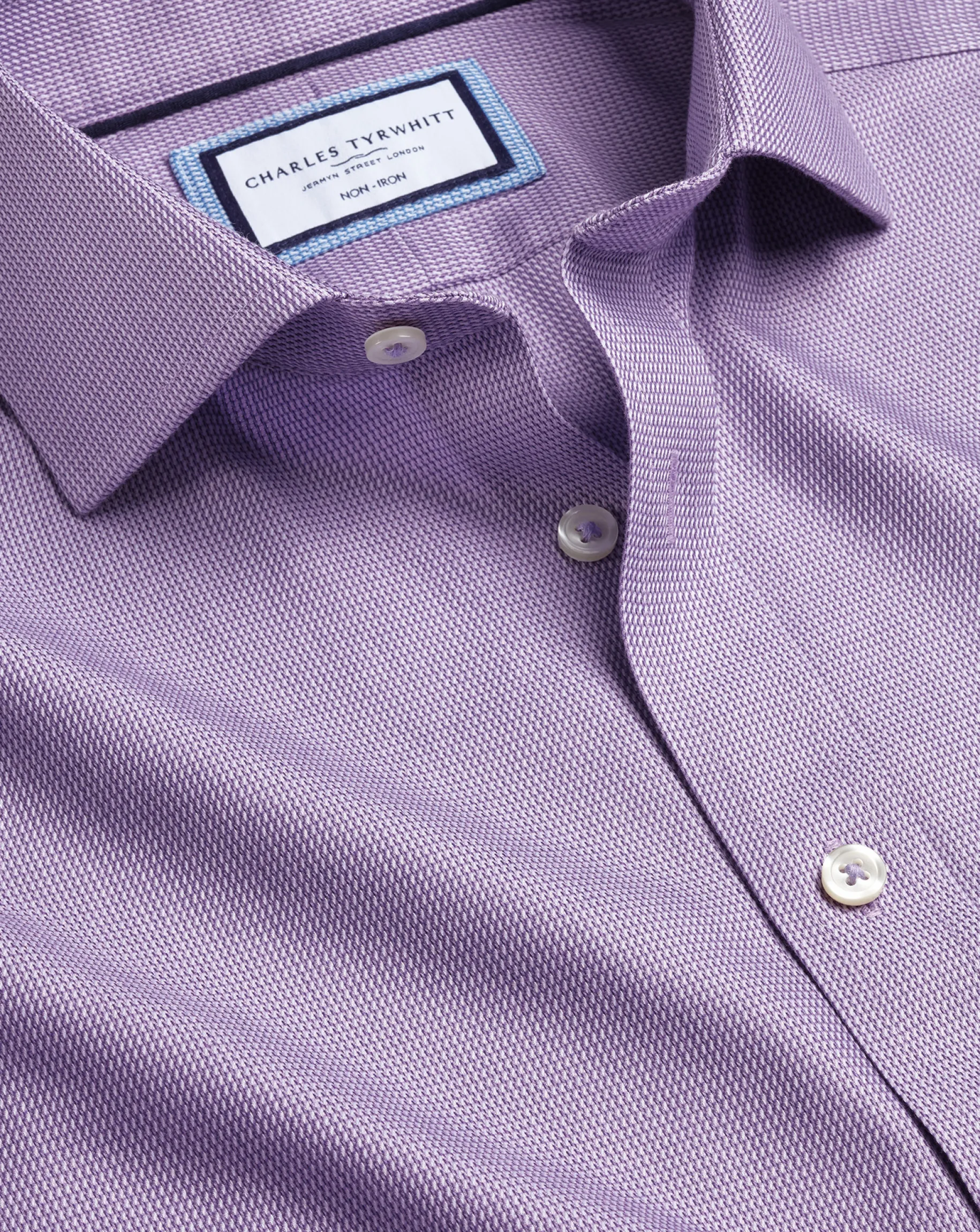 Business Casual Shirts|Dress Shirts<Charles Tyrwhitt Spread Collar Non-Iron Mayfair Weave Shirt - Purple Lilac