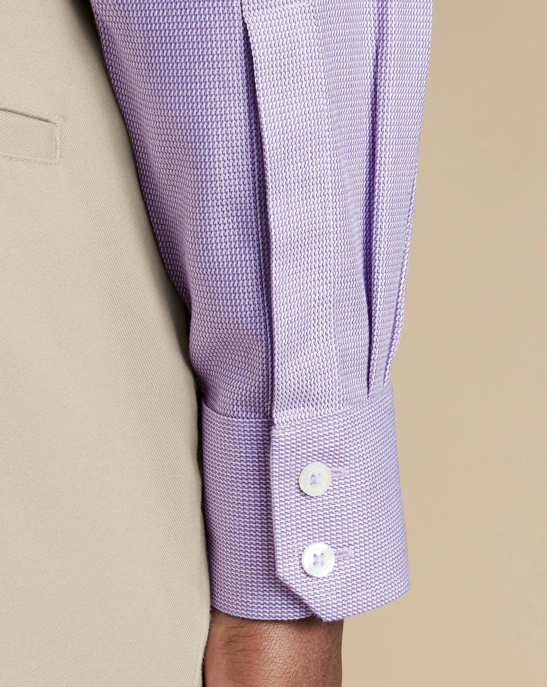 Business Casual Shirts|Dress Shirts<Charles Tyrwhitt Spread Collar Non-Iron Mayfair Weave Shirt - Purple Lilac