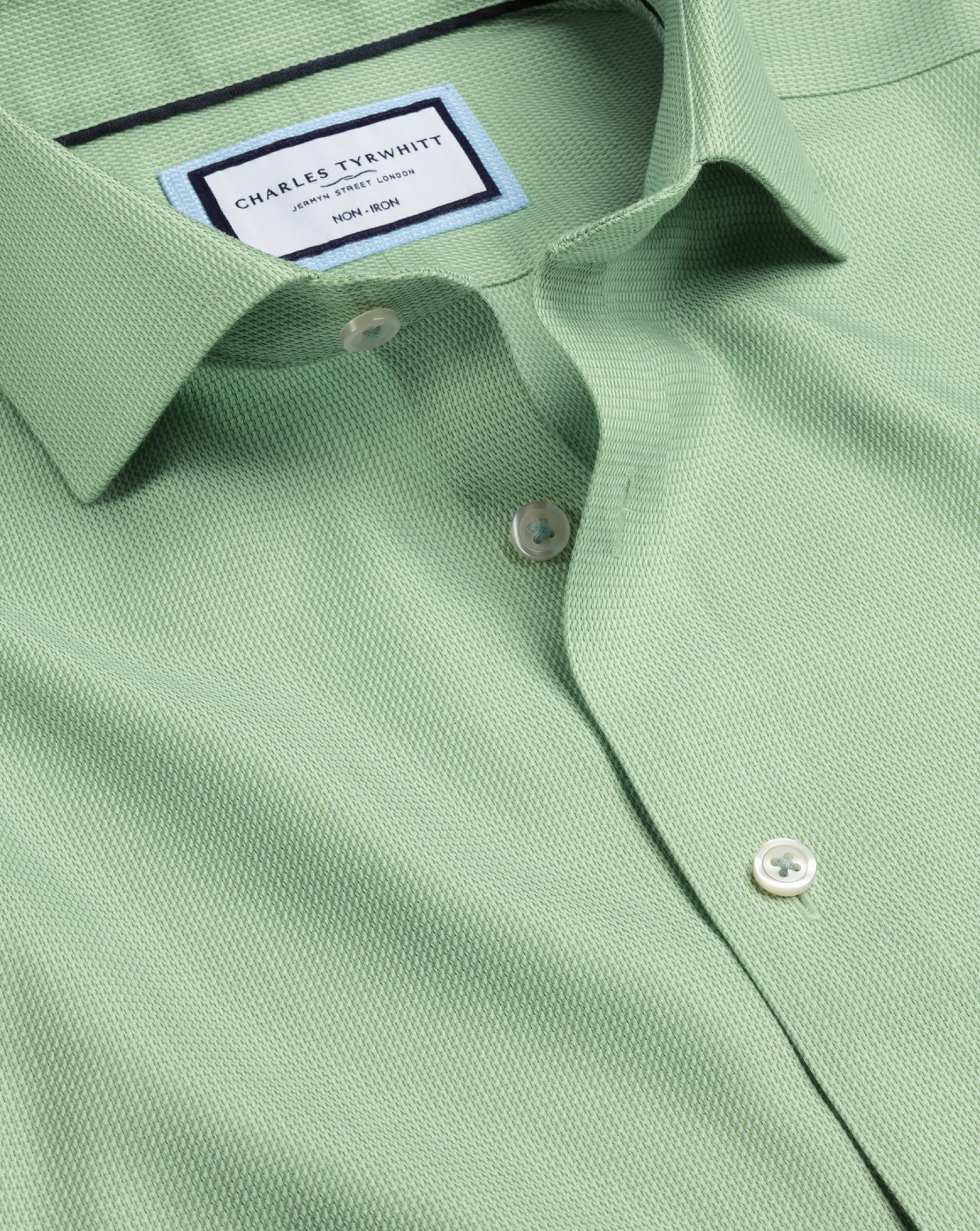 Business Casual Shirts|Dress Shirts<Charles Tyrwhitt Spread Collar Non-Iron Mayfair Weave Shirt - Light Green