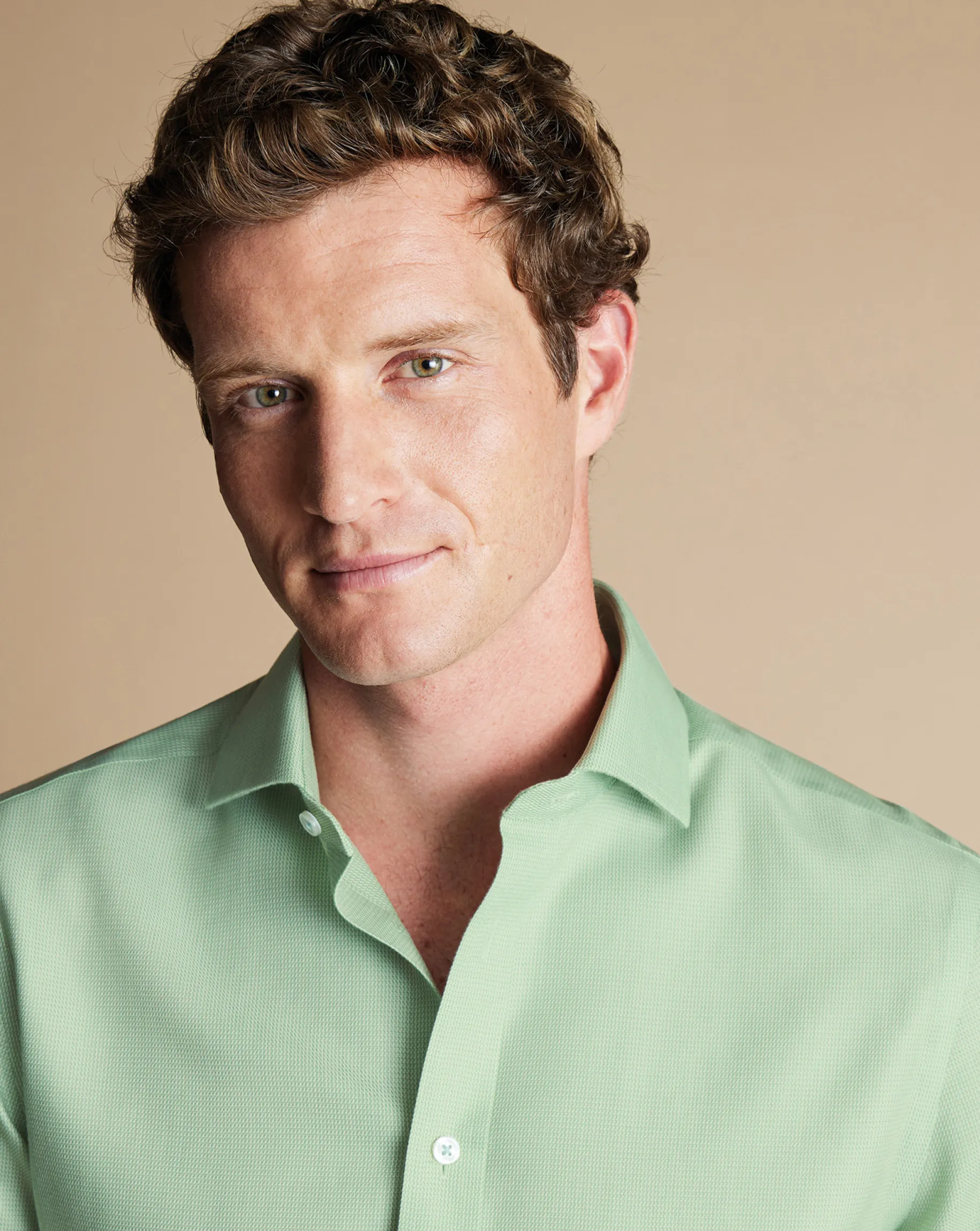 Business Casual Shirts|Dress Shirts<Charles Tyrwhitt Spread Collar Non-Iron Mayfair Weave Shirt - Light Green