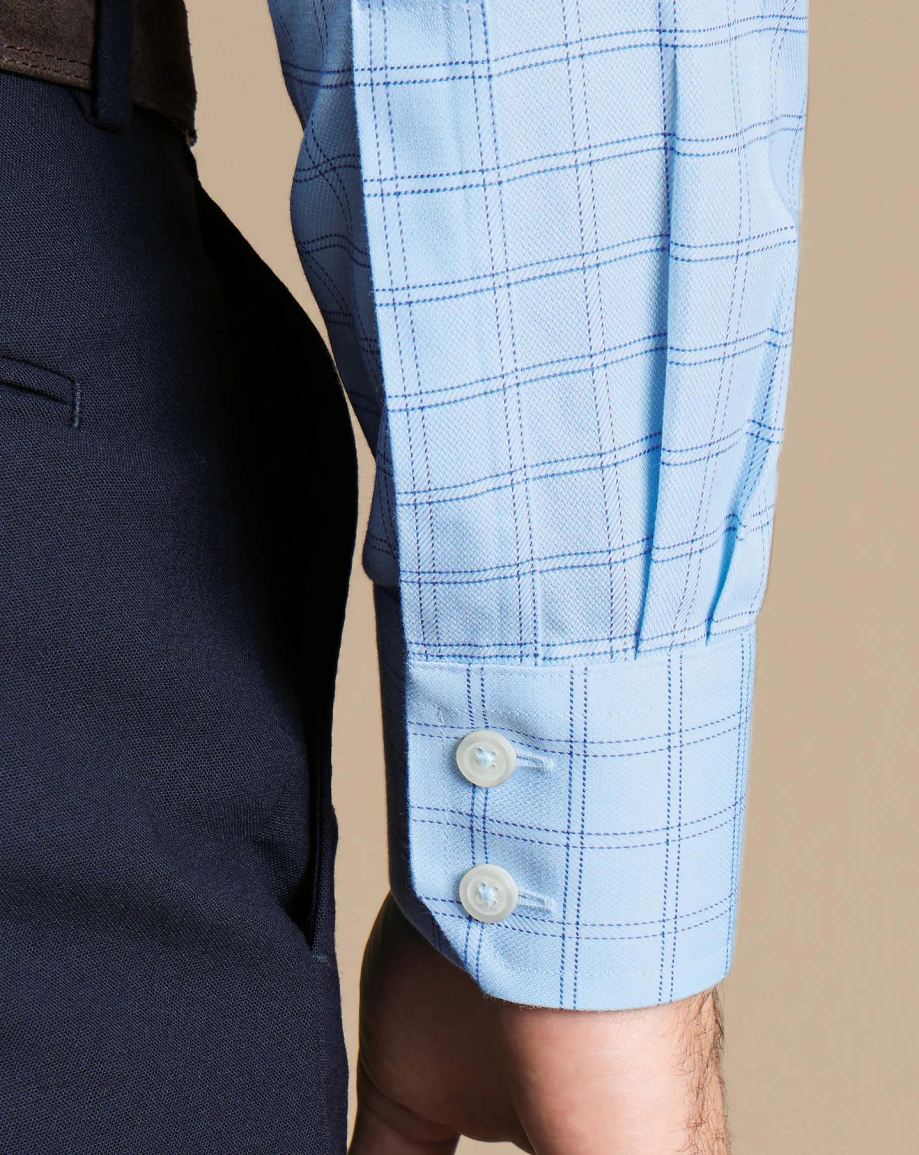Business Casual Shirts|Dress Shirts<Charles Tyrwhitt Spread Collar Non-Iron Mayfair Weave Check Shirt - Blue Sky