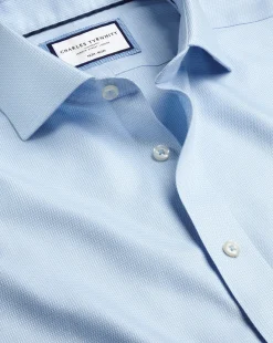 Business Casual Shirts|Dress Shirts<Charles Tyrwhitt Spread Collar Non-Iron Mayfair Weave Shirt - Light Blue