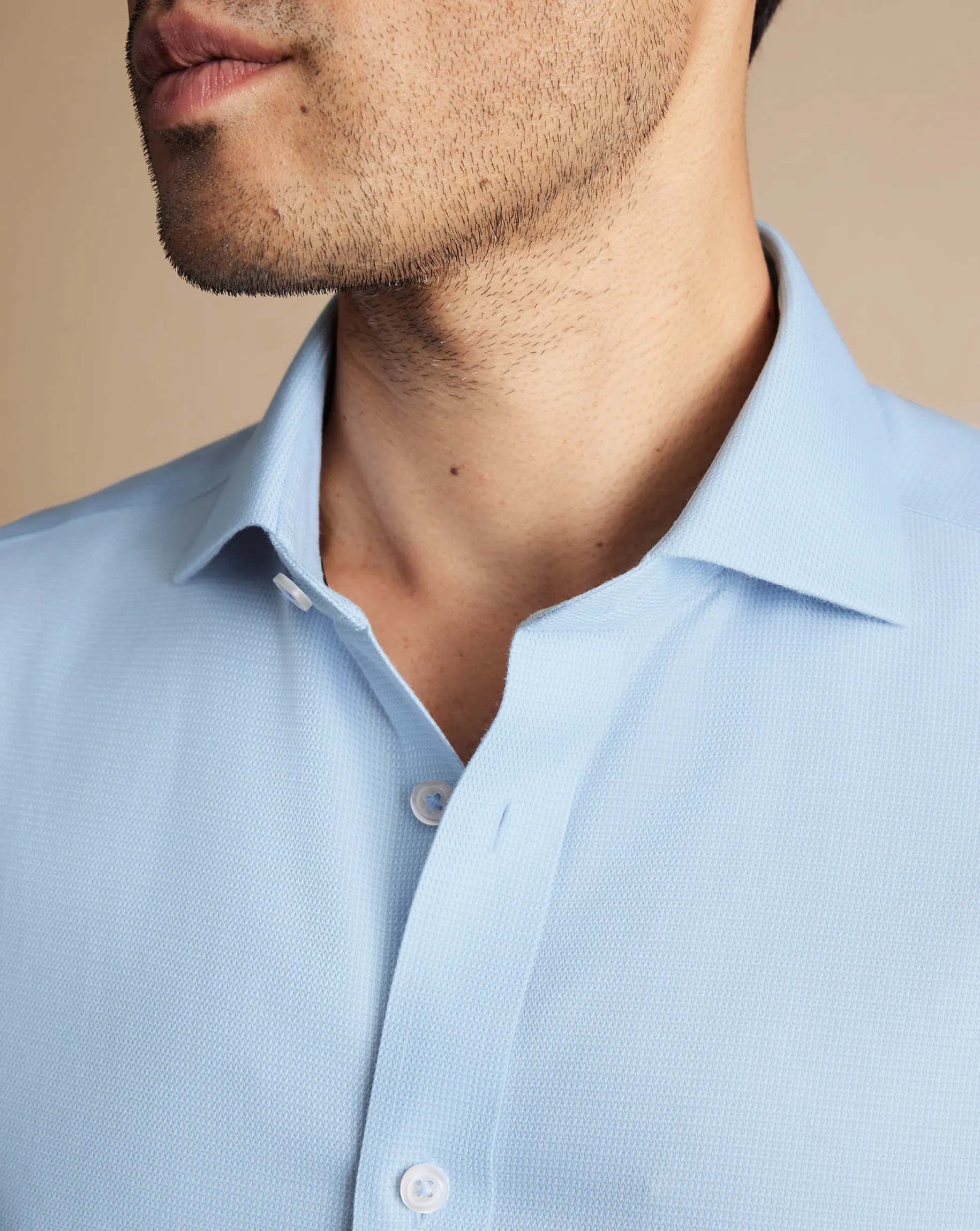 Business Casual Shirts|Dress Shirts<Charles Tyrwhitt Spread Collar Non-Iron Mayfair Weave Shirt - Light Blue