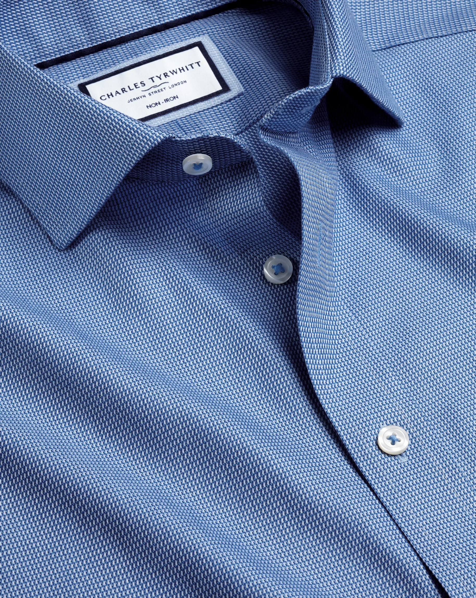 Business Casual Shirts|Dress Shirts<Charles Tyrwhitt Spread Collar Non-Iron Mayfair Weave Shirt - Cobalt Blue