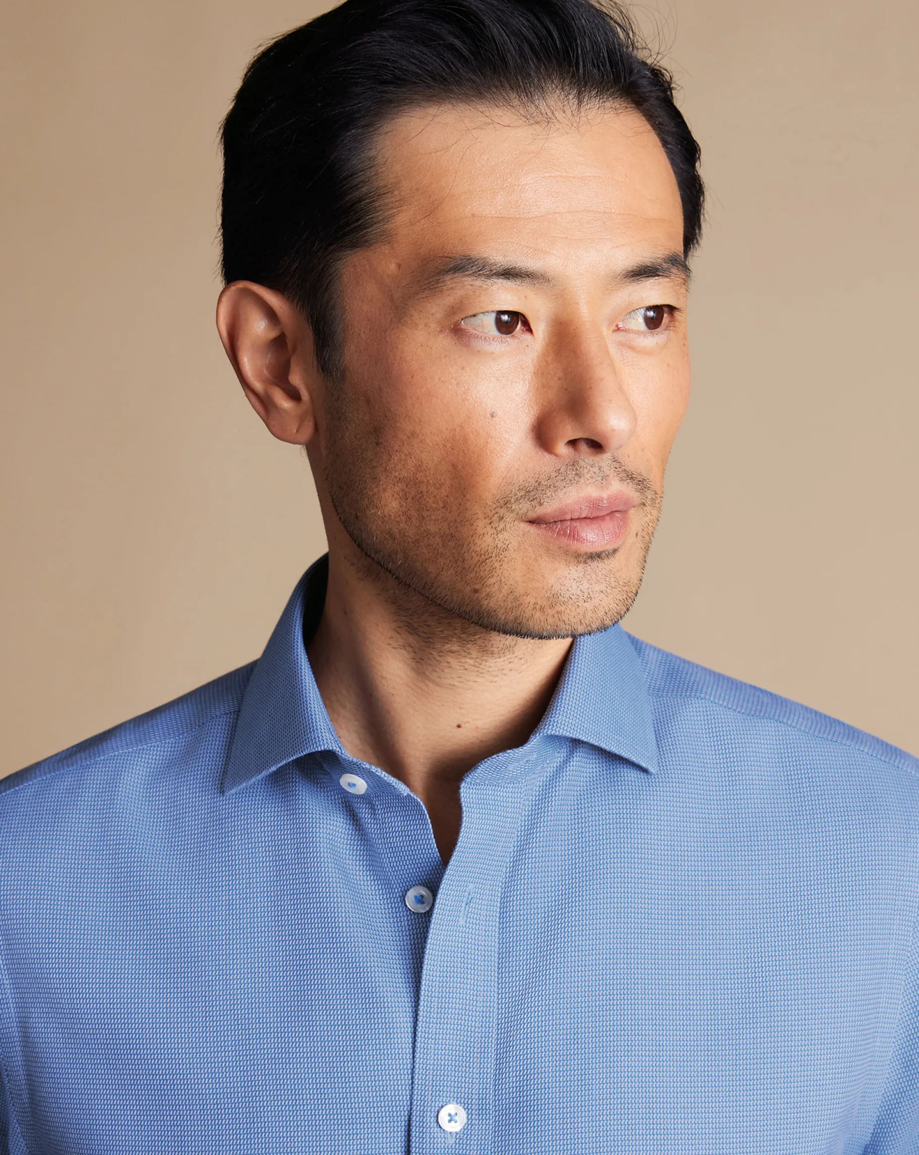 Business Casual Shirts|Dress Shirts<Charles Tyrwhitt Spread Collar Non-Iron Mayfair Weave Shirt - Cobalt Blue