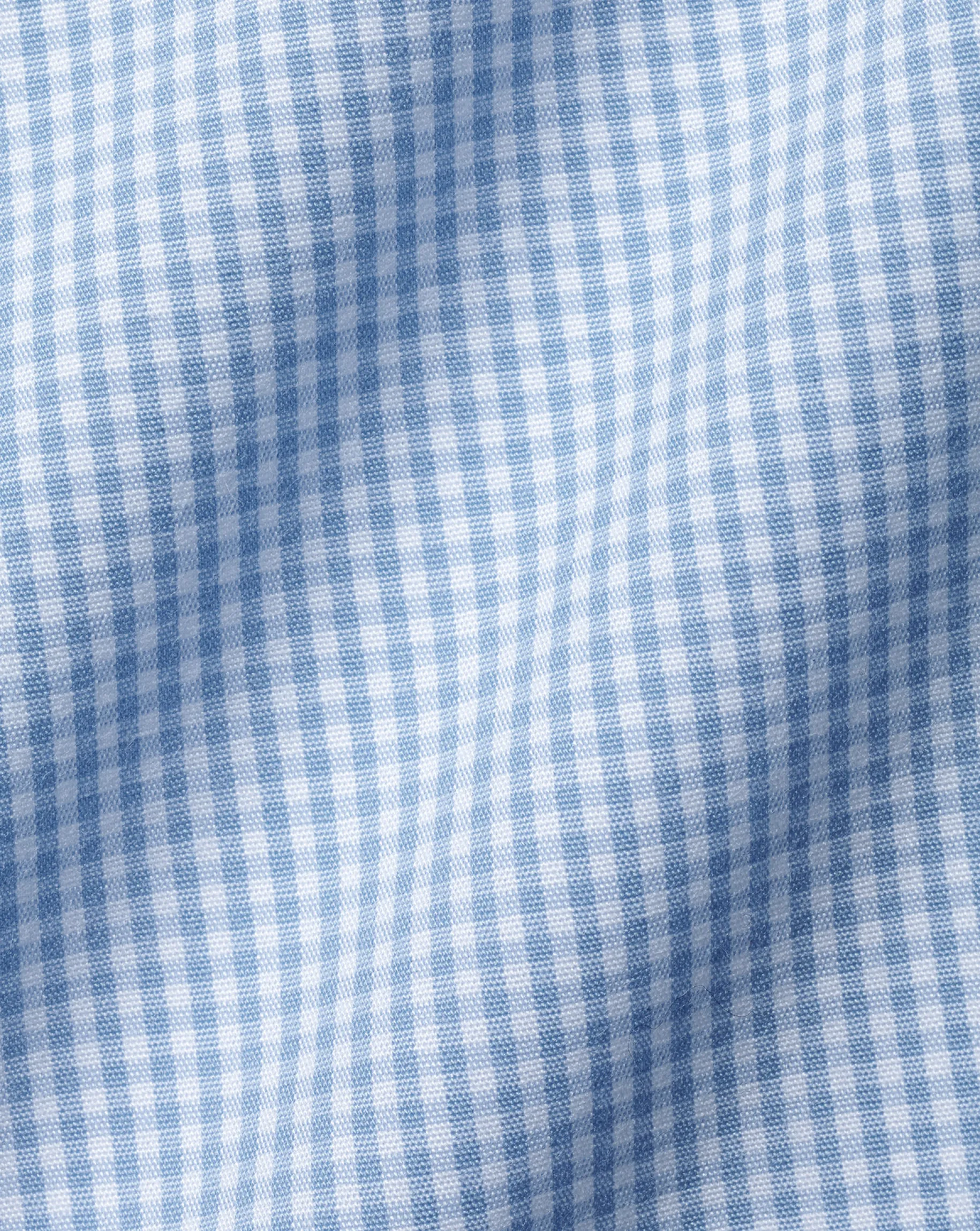 Dress Shirts|Check Shirts<Charles Tyrwhitt Spread Collar Non-Iron Mini Gingham Check Shirt - Cornflower Blue