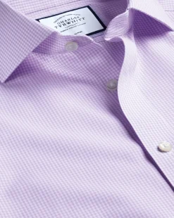 Shirt Sale|Dress Shirts<Charles Tyrwhitt Spread Collar Non-Iron Mini Gingham Check Shirt - Mauve Purple