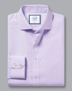 Shirt Sale|Dress Shirts<Charles Tyrwhitt Spread Collar Non-Iron Mini Gingham Check Shirt - Mauve Purple