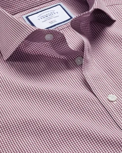 Shirt Sale|Dress Shirts<Charles Tyrwhitt Spread Collar Non-Iron Mini Gingham Check Shirt - Claret Pink