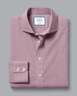 Shirt Sale|Dress Shirts<Charles Tyrwhitt Spread Collar Non-Iron Mini Gingham Check Shirt - Claret Pink