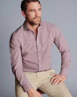 Shirt Sale|Dress Shirts<Charles Tyrwhitt Spread Collar Non-Iron Mini Gingham Check Shirt - Claret Pink