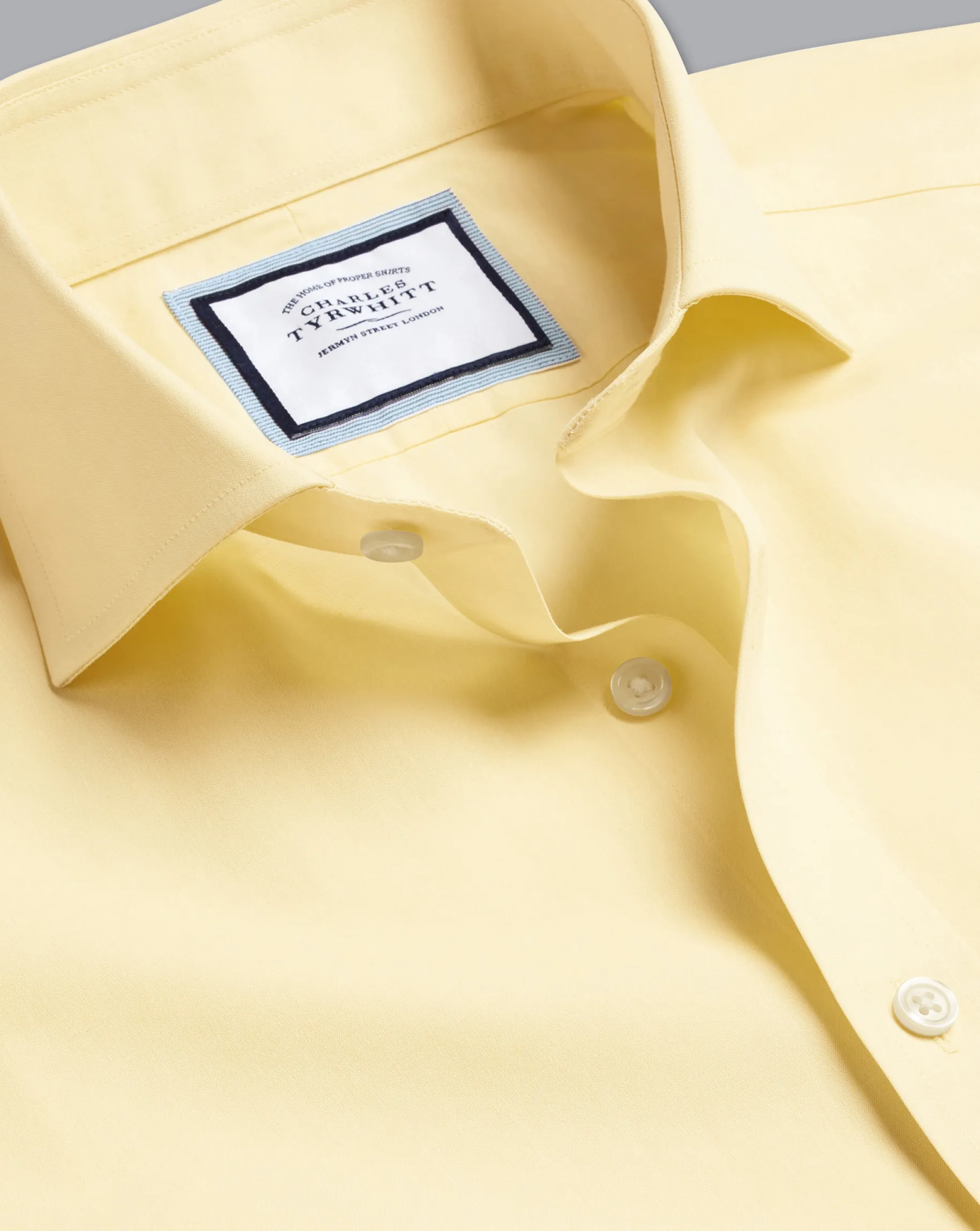 Shirt Sale|Dress Shirts<Charles Tyrwhitt Spread Collar Non-Iron Poplin Shirt - Lemon Yellow