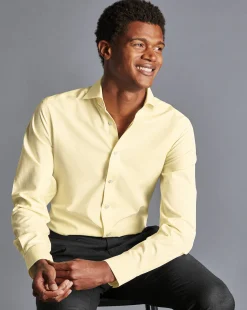 Shirt Sale|Dress Shirts<Charles Tyrwhitt Spread Collar Non-Iron Poplin Shirt - Lemon Yellow