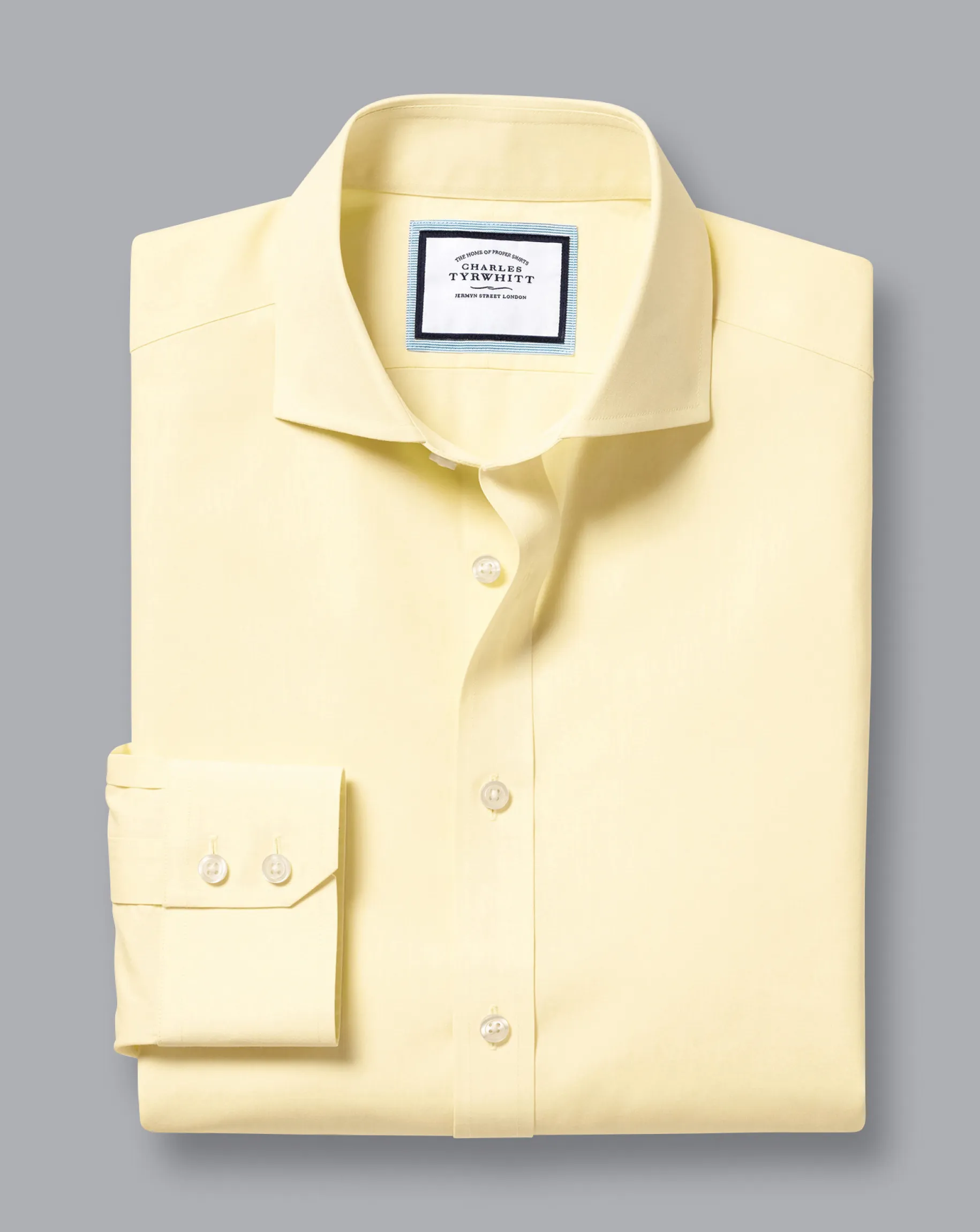 Shirt Sale|Dress Shirts<Charles Tyrwhitt Spread Collar Non-Iron Poplin Shirt - Lemon Yellow