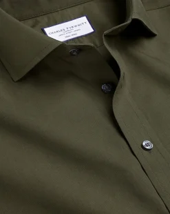 Dress Shirts|Non-Iron Shirts<Charles Tyrwhitt Spread Collar Non-Iron Poplin Shirt - Green Olive
