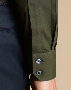 Dress Shirts|Non-Iron Shirts<Charles Tyrwhitt Spread Collar Non-Iron Poplin Shirt - Green Olive