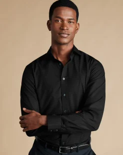 Dress Shirts|Non-Iron Shirts<Charles Tyrwhitt Spread Collar Non-Iron Poplin Shirt - Black