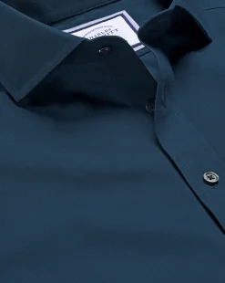 Shirt Sale|Dress Shirts<Charles Tyrwhitt Spread Collar Non-Iron Poplin Shirt - Petrol Blue