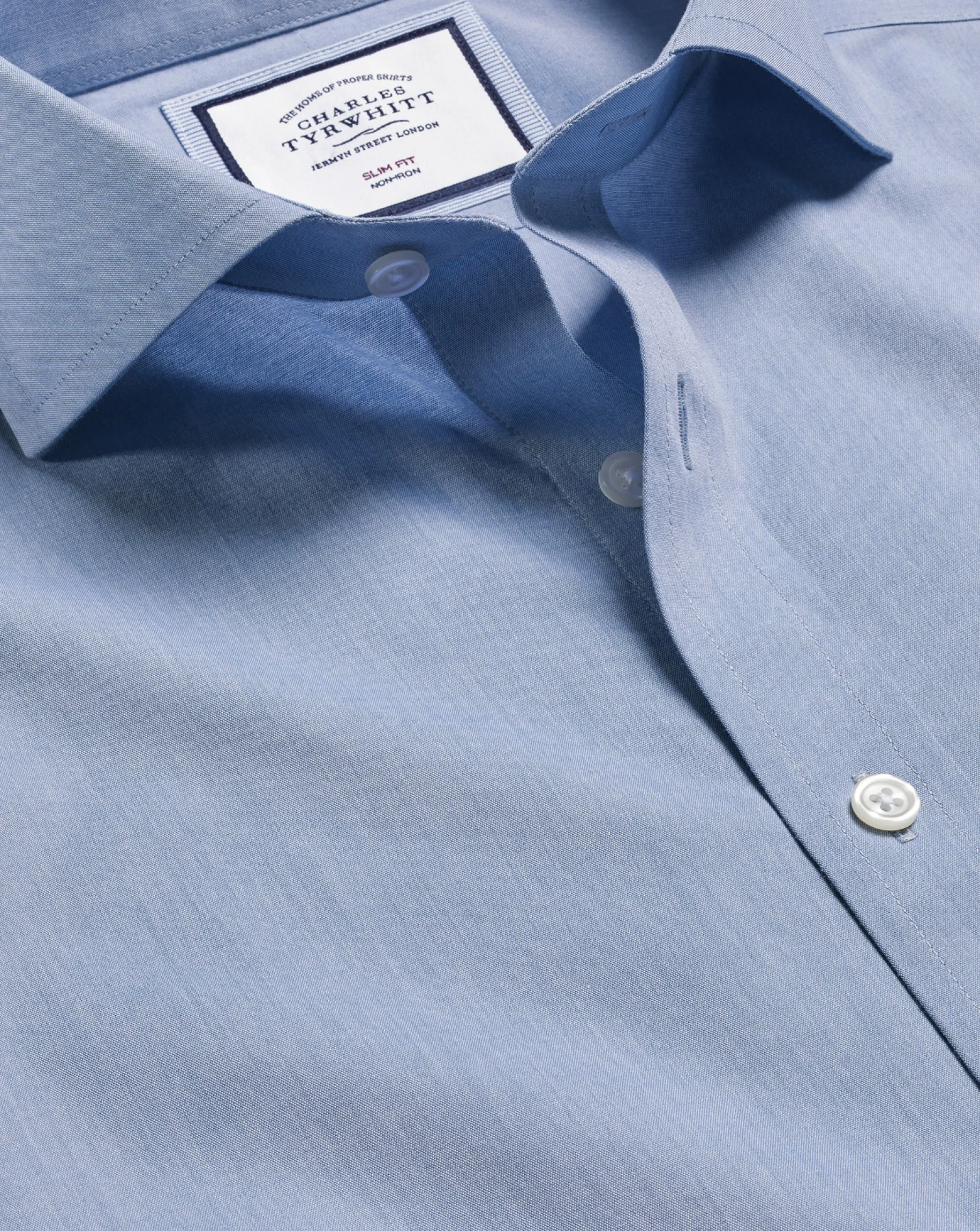 Shirt Sale|Dress Shirts<Charles Tyrwhitt Spread Collar Non-Iron Poplin Shirt - Steel Blue