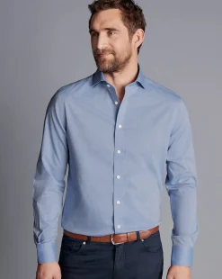 Shirt Sale|Dress Shirts<Charles Tyrwhitt Spread Collar Non-Iron Poplin Shirt - Steel Blue